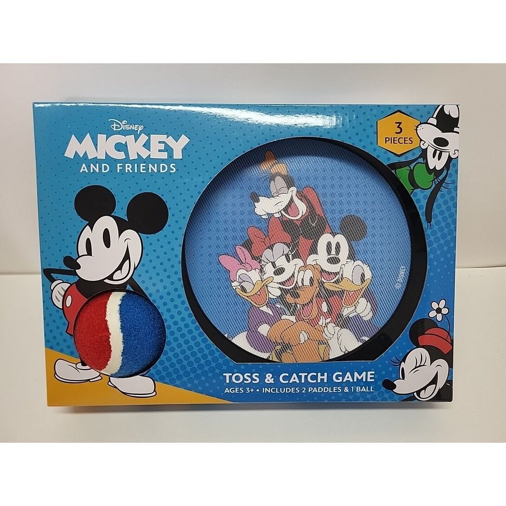 Mickey and Friends Toss & Catch‎ Game Includes 1 Ball + 2 Paddles. Ages 3+
